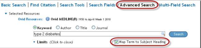Example search in Ovid Medline گیگاپیپر